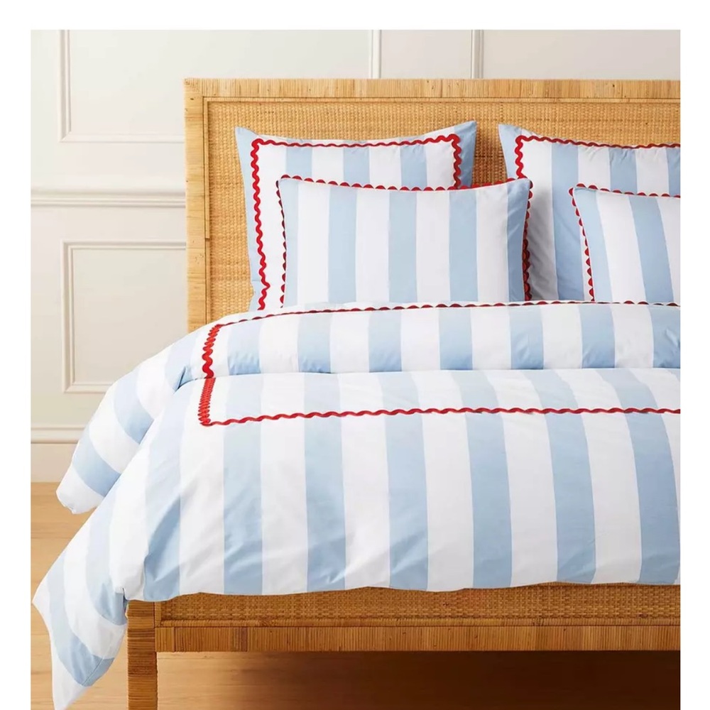 In search of Serena & Lily Beach Club Stripe Duvet Cover and shams- queen